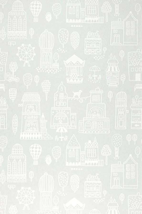 Tapete Small Town Hellgrau 2 Tapete Small Town Hellgrau – Bild 2