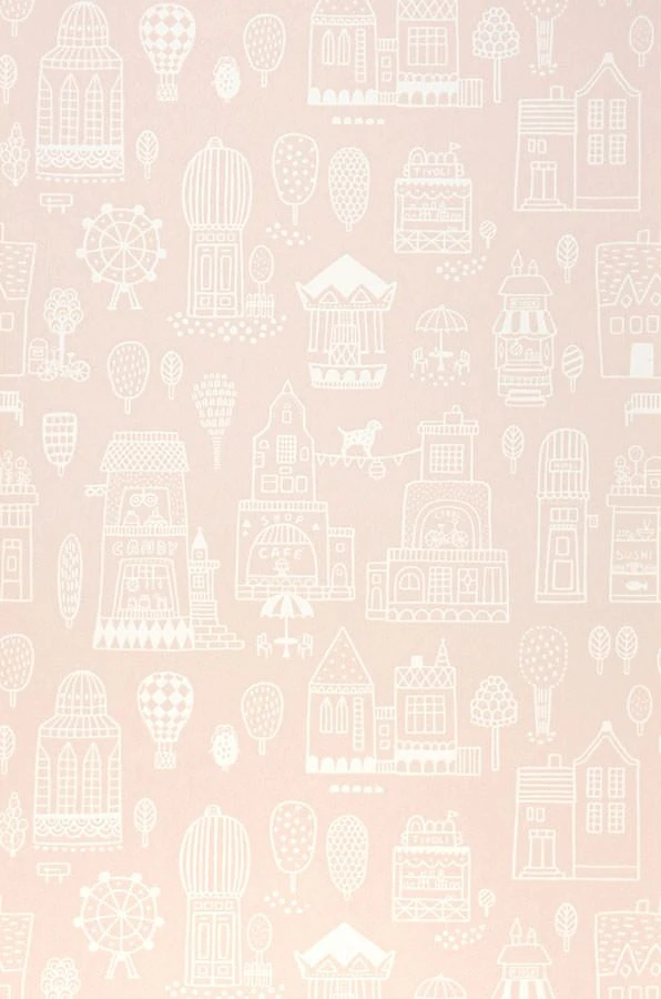 Tapete Small Town Blassrosenholz 2 Tapete Small Town Blassrosenholz – Bild 2