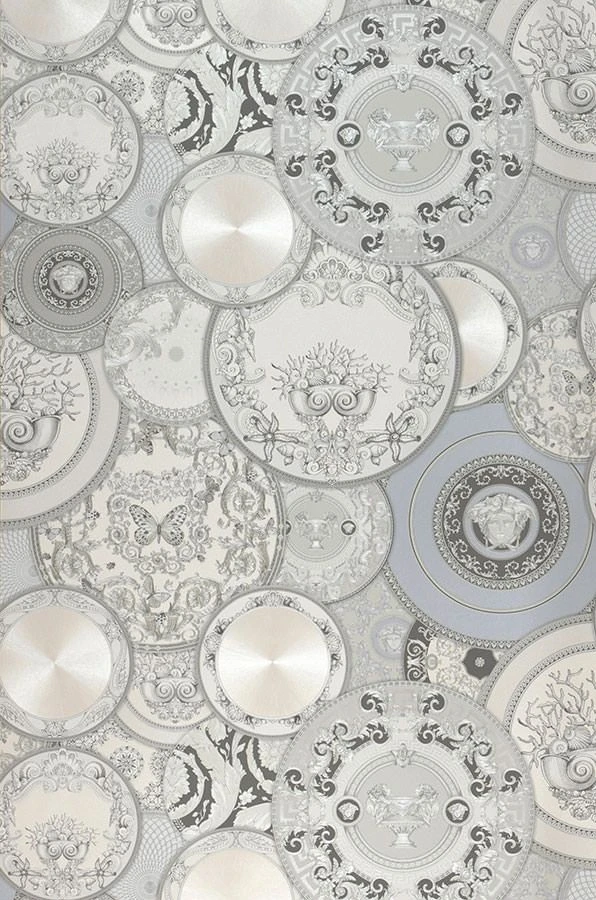 Versace Tapete Noell Hellgrau Schimmer 1 Versace Tapete Noell Hellgrau Schimmer