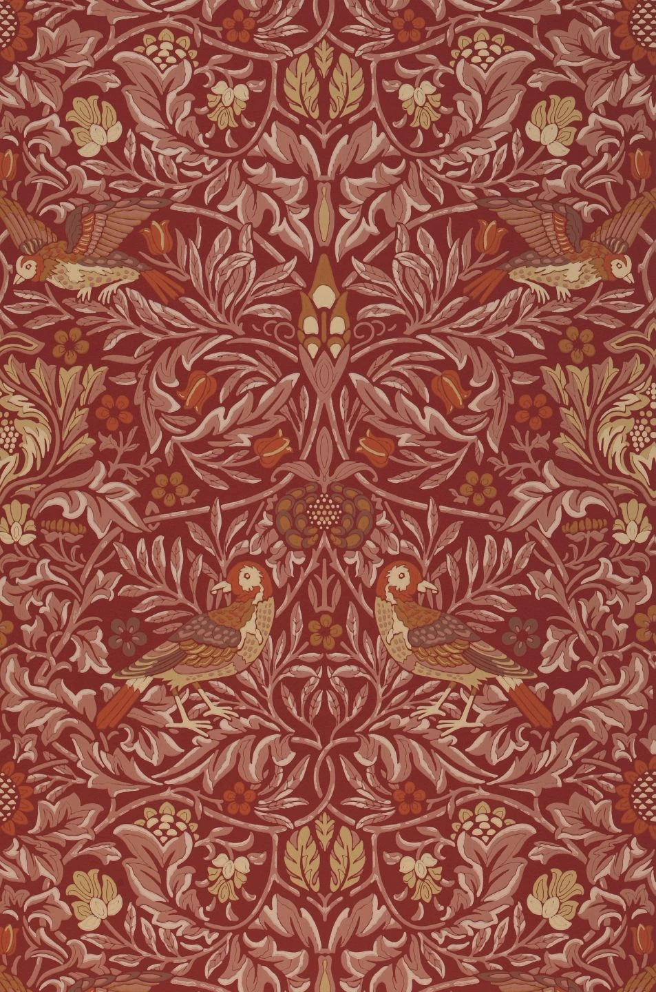 Tapete Morris Birds Rubinrot 2 Tapete Morris Birds Rubinrot – Bild 2