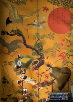 Wandbild Byobu Metallic Gelbgold
