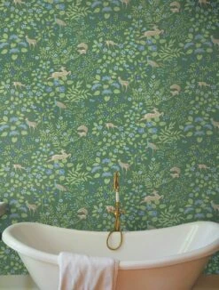 Selbstklebende Tapete Deer Love Smaragdgrün -Tapetengeschäft Deer Love 790682 2880x1440