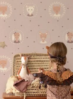 Tapete Hearts Hellgrauviolett