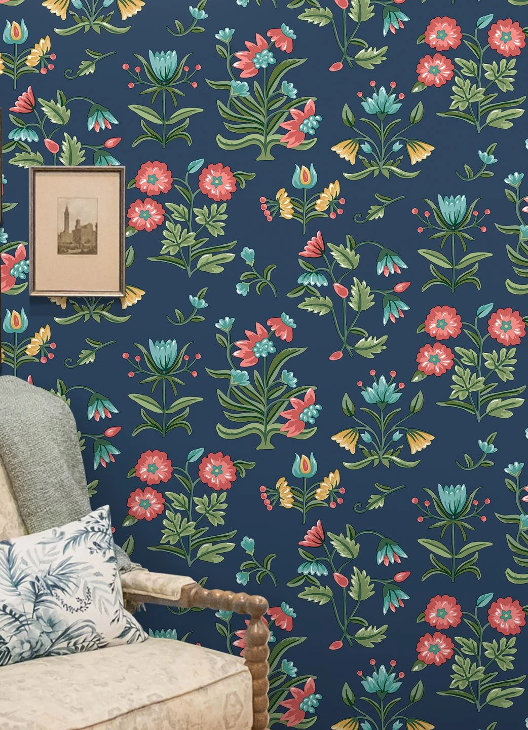 Selbstklebende Tapete Heirloom Floral Dunkelblau 1 Selbstklebende Tapete Heirloom Floral Dunkelblau