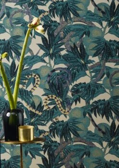 Tapete Jungle Snakes Wasserblau