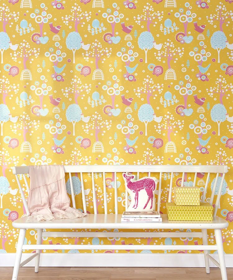 Tapete Körsbärsdalen Maisgelb 2 Tapete Körsbärsdalen Maisgelb – Bild 2