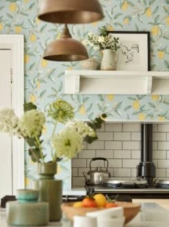 Tapete Lemon Tree Hellblaugrau -Tapetengeschäft Lemon Tree C 463201 2880x1440