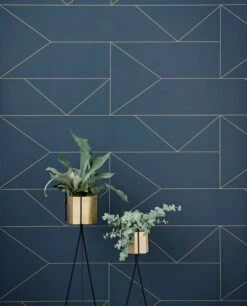 Ferm LIVING Tapete Lines Graublau