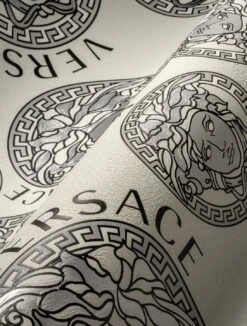 Versace Tapete Medusa Silber -Tapetengeschäft Medusa 410971 2880x1440