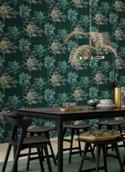 Tapete Palmier Imperial Schwarzgrün -Tapetengeschäft Palmier Imperial B 251132 2880x1440
