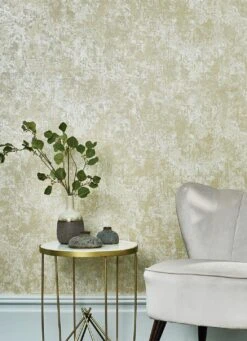 Tapete Plaster Effect Gold Schimmer