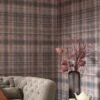 Tapete Shabby Tartan Kupferbraun