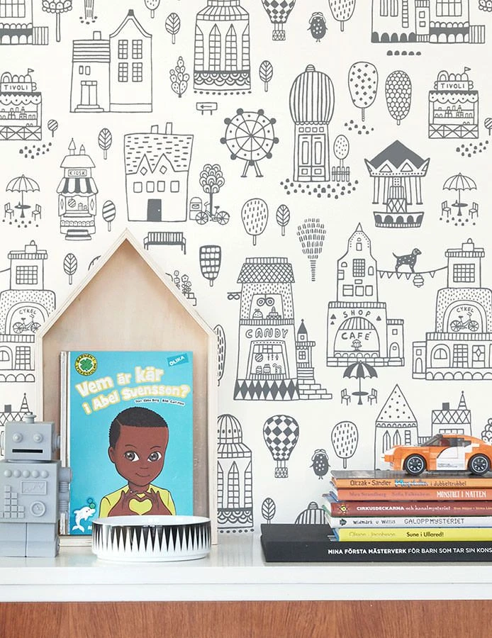 Tapete Small Town Weiss 4 Tapete Small Town Weiss – Bild 4