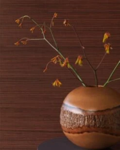 Tapete Thin Bamboo Strips 01 Kupferbraun