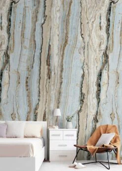Wandbild Vertical Marble Türkisblau -Tapetengeschäft Vertical Marble B 390781 2880x1440
