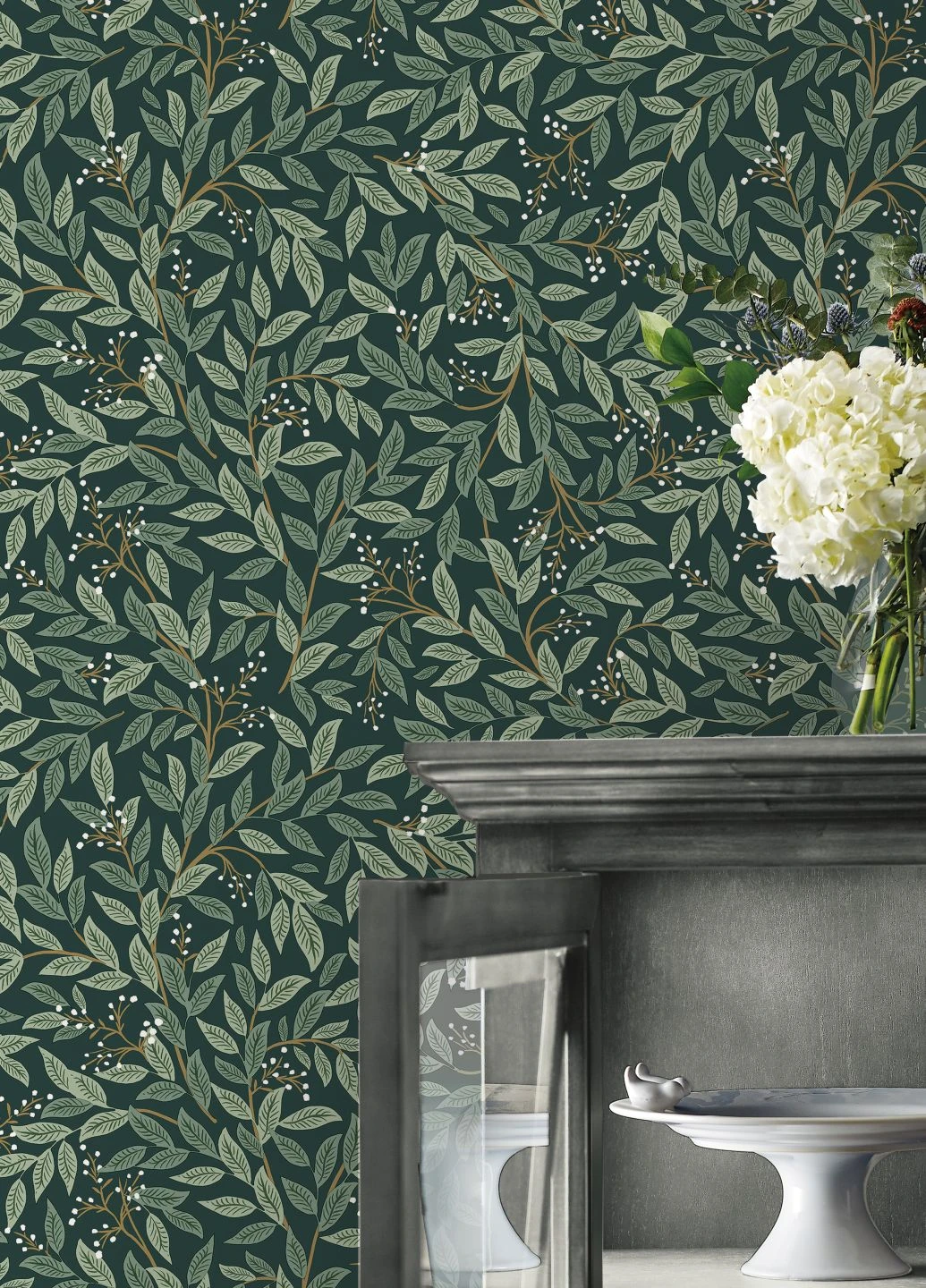 Selbstklebende Tapete Willowberry Dunkelgrün 1 Selbstklebende Tapete Willowberry Dunkelgrün