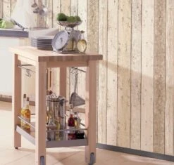 Tapete Old Planks Blassbraun